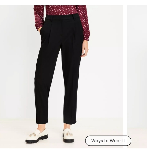 NWOT Loft Pleated Pull On Slim Pants In Brushed Flannel - Picture 7 of 8